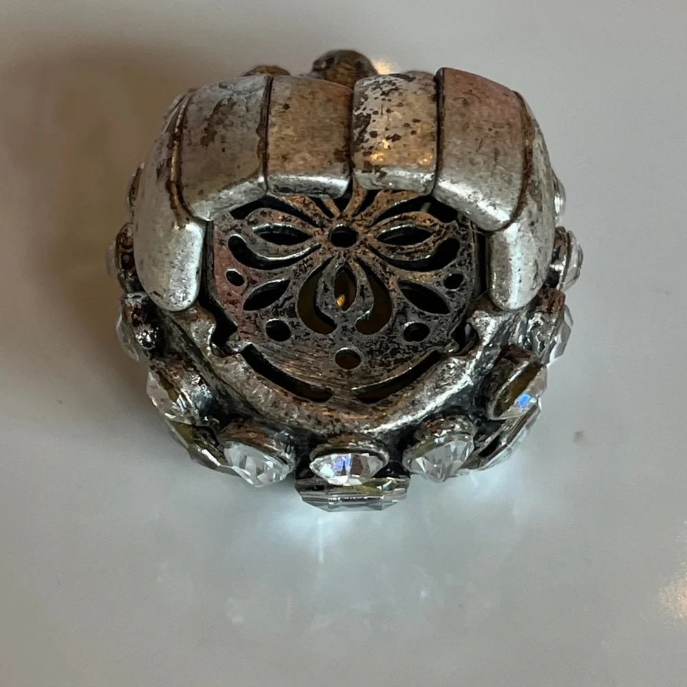 Silver and Crystal large Statement Ring